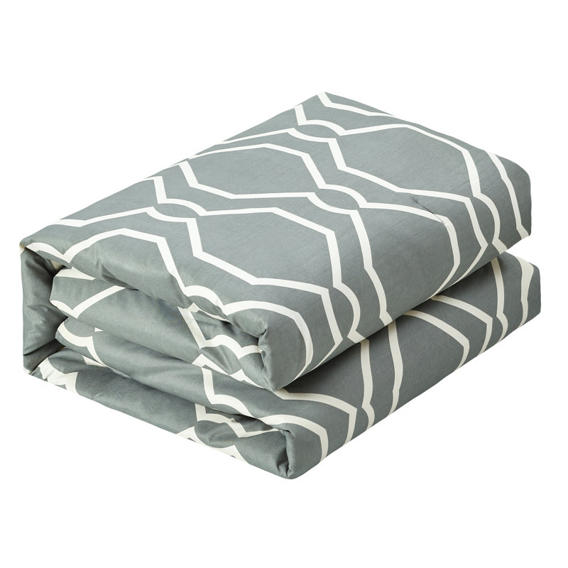 Gray Geometric Microfiber Queen Comforter Set