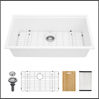 Évier de cuisine en quartz - Évier de cuisine en granite 32 po x 19 po
