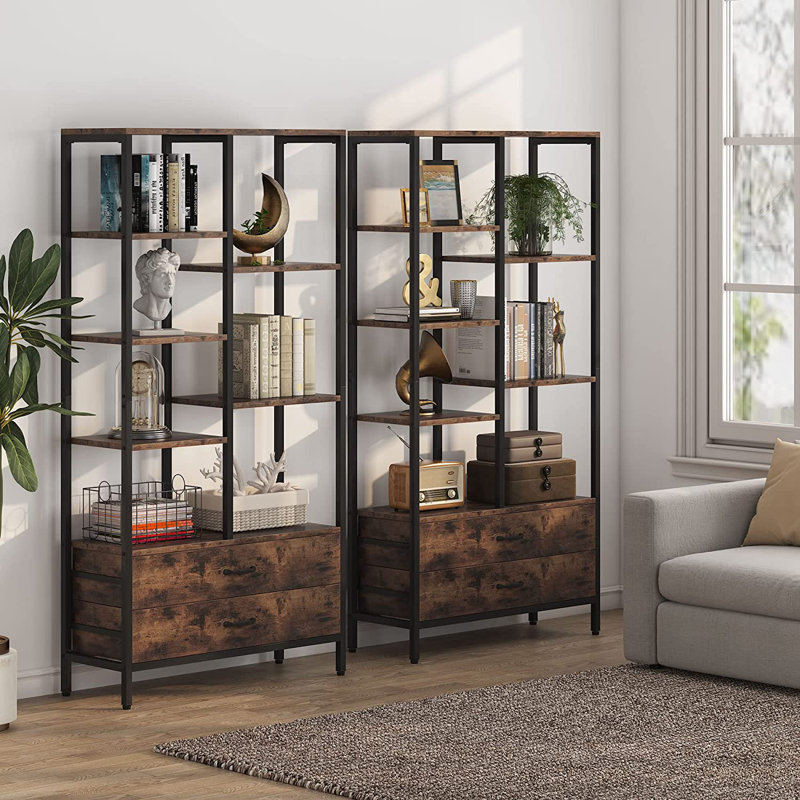 Étagère à livres en acier H 67 "x l 31,5" Loyte, Brun foncé / noir
