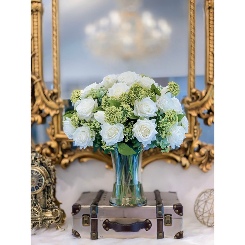 Very Large White Real Touch Rose & Tulip Stems – Luxury Faux Floral Stems