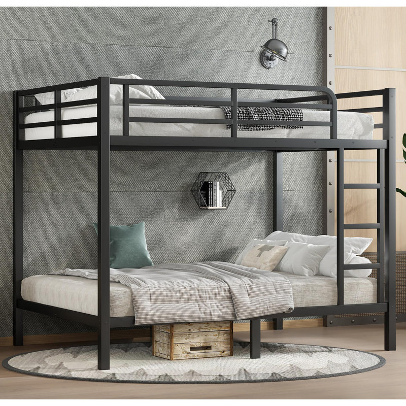 Metal Bunk Bed for Teens and Adults, Space-Saving Design, Noise Reduction, No Box Spring Needed, Sturdy and Durable, Black