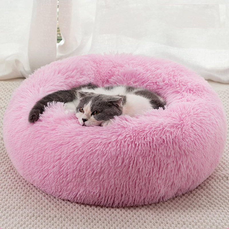 Lit pour chien, lit pour chien, lit pour chien de taille moyenne, lit pour chat pour chat d'intérieur, lit pour chien de petite et moyenne taille, lit pour chien de 23,6 pouces (rose)