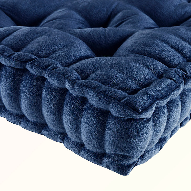 Coussin de sol carré en poly chenille, Bleu