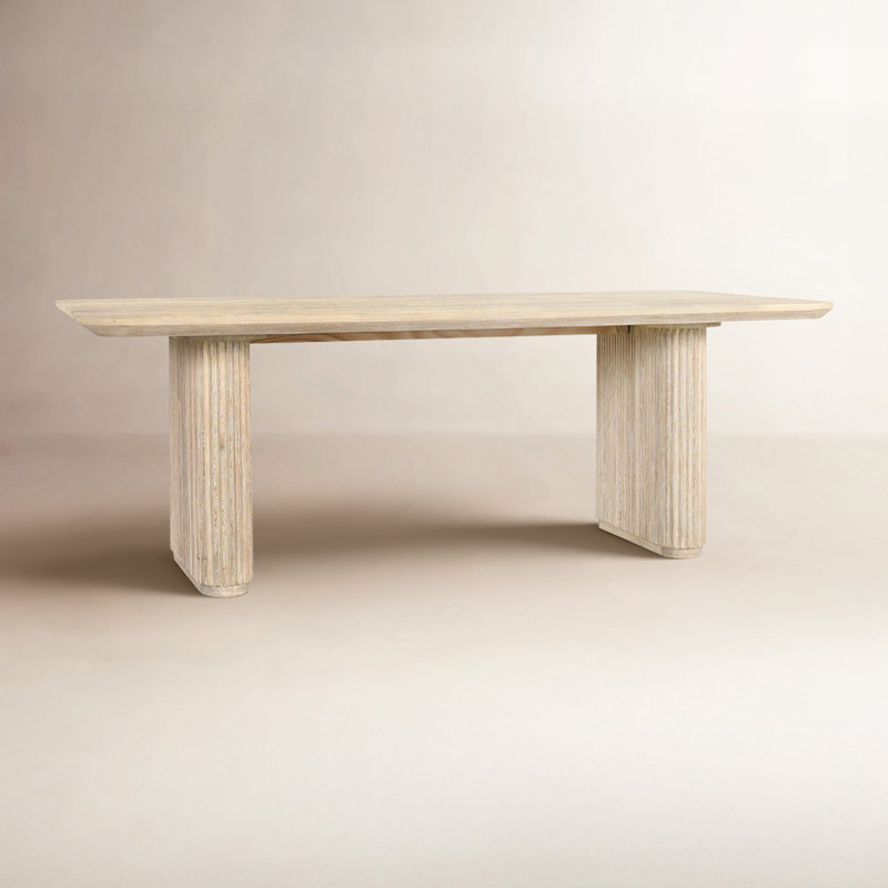 Vander 84" Wood Dining Table In Oak Cream Finish, Cream