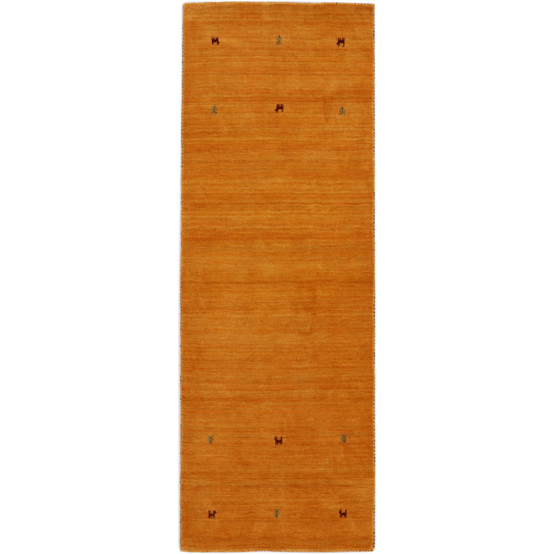 Handwoven Wool Gabbeh Uni Yellow Rug, Runner 80 x 600cm