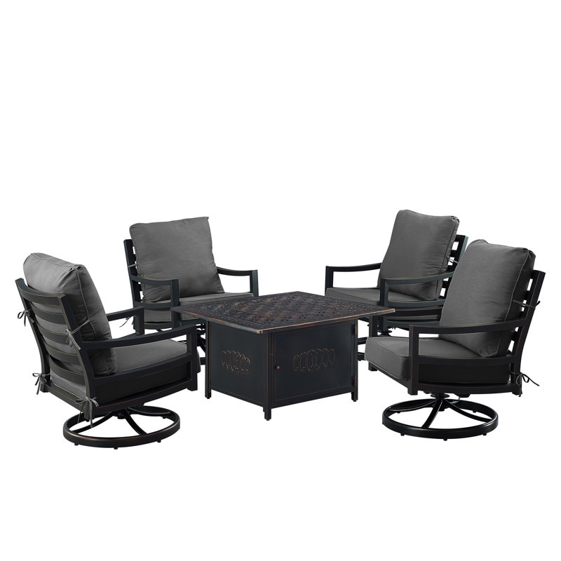 Desaray 4 - Person Patio Conversation Set with Cushions, Black