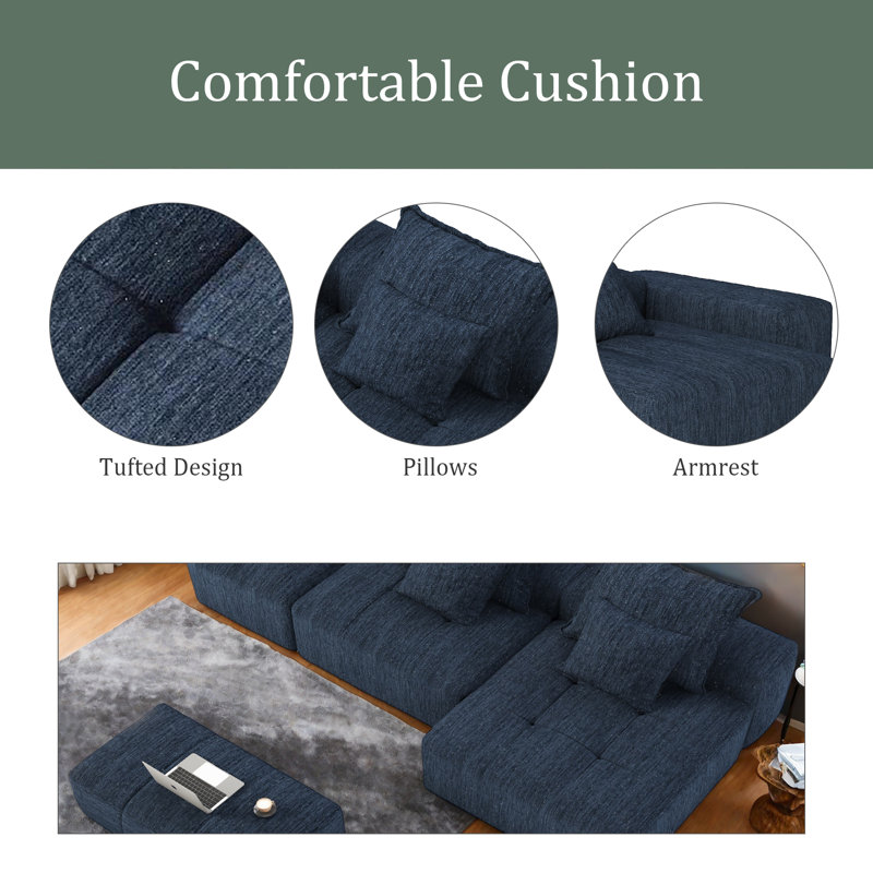 Canapé modulaire surdimensionné Modern, Chenille bleue