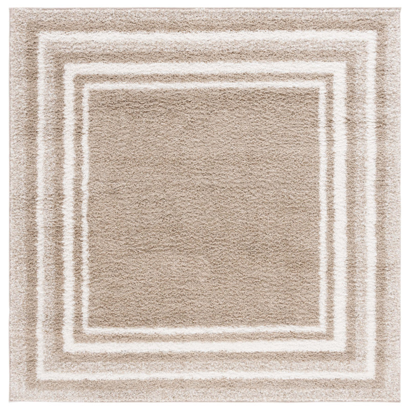 Tapis rayé à poils longs Ota, Carré 6 pi 7 po