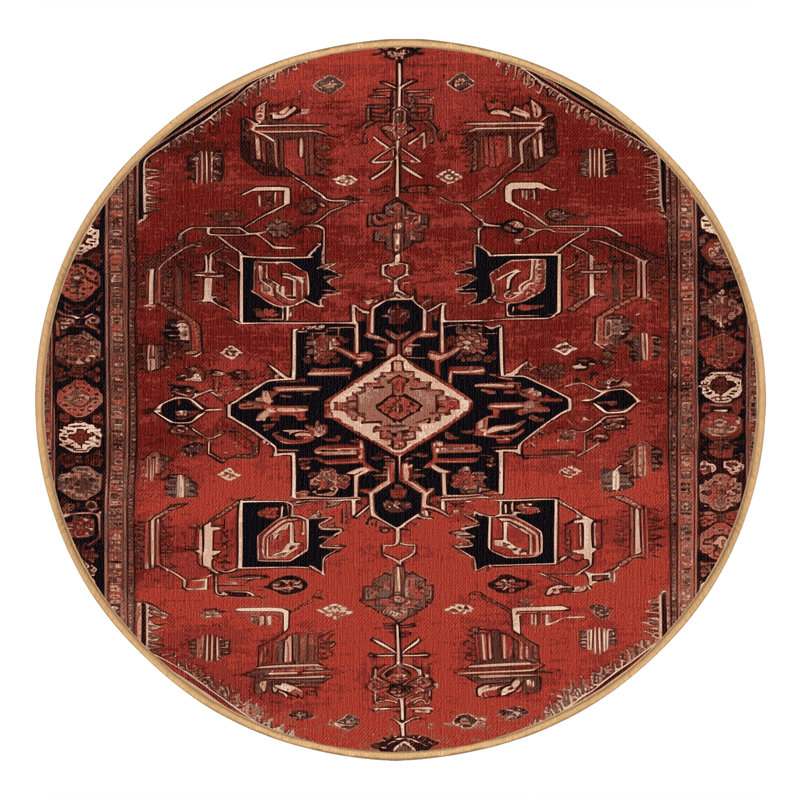Tapis brun lavable à la machine, Rond 8 pi