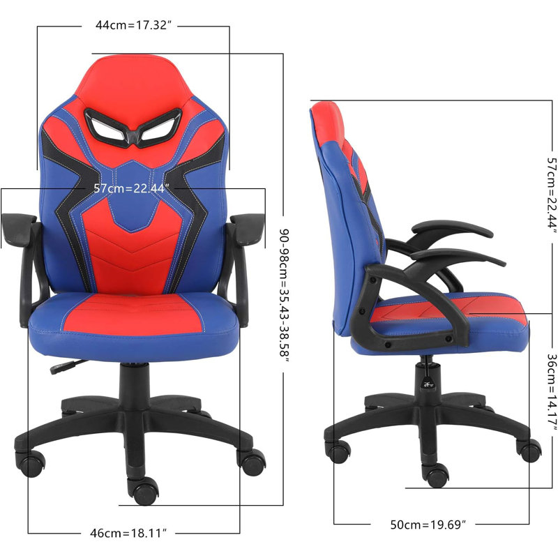 Gaming Chair for Teenagers Juniors, High Back Ergonomic Swivel Racing Computer Chair, Height Adjustable Students Computer Chair, Blue