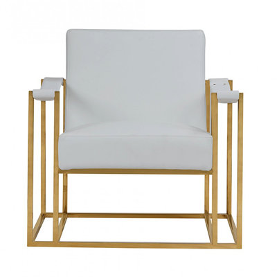 Fauteuil Liat 33,09 po de largeur, or moderne, or blanc