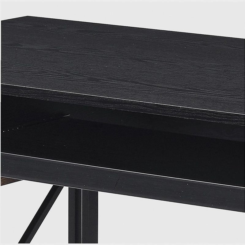 Black computer desk with keyboard tray