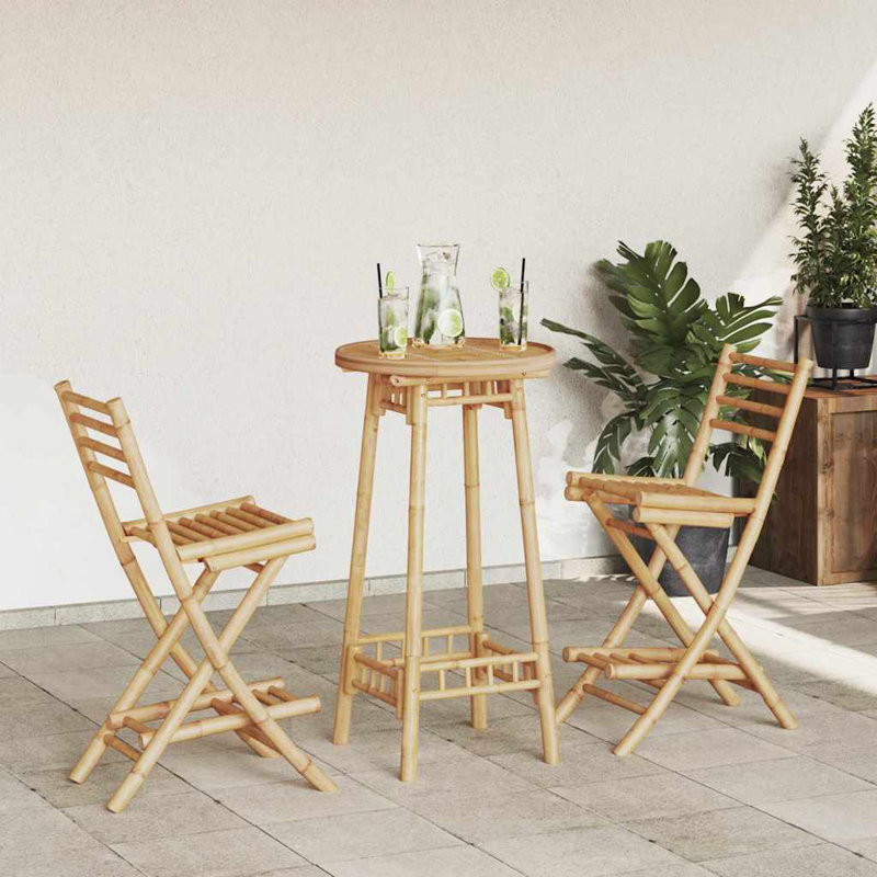  Ensemble de bar extérieur pliable en bambou naturel