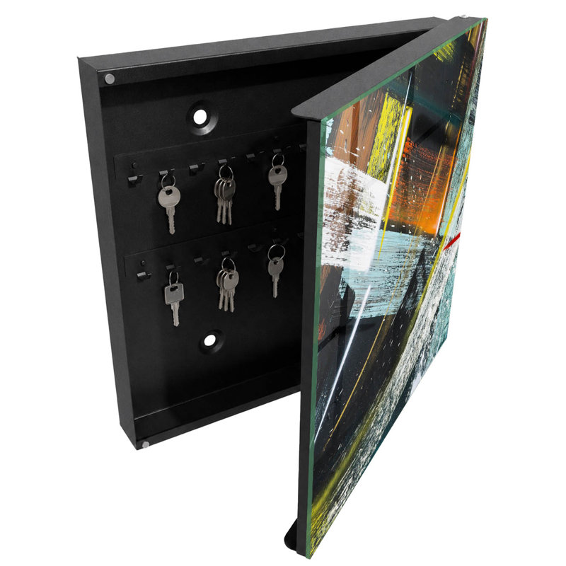 Key cabinet, Opens to the right, 30x30x5, White, An energetic mix of colors and shapes, 