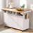 Modern Fluted Kitchen Island with 2 Drop-Leaf, Built-in Power Outlet & 4 Doors, 55.5" Rolling Storage Cart with Spice Rack-66059238