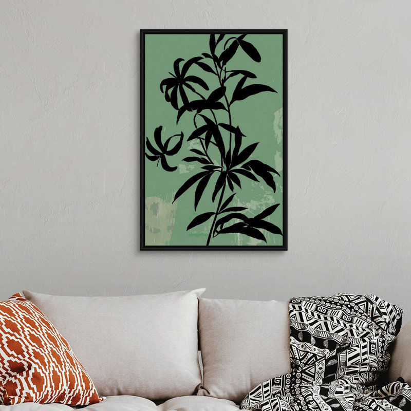 «Green Silhouette I», art mural sur toile, Toile avec cadre noir, H 38 po x l 26 po