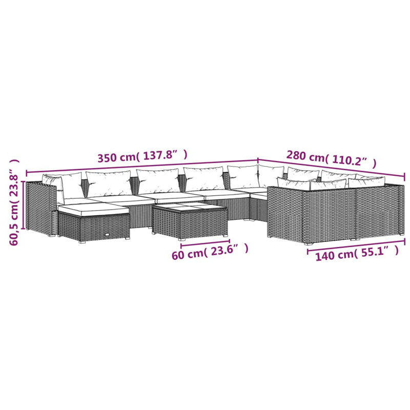 Ensemble modulaire de patio 23,6 po de large avec coussins, Brun, Vert