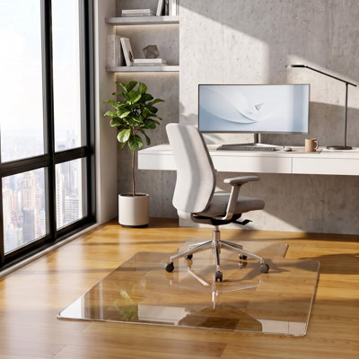 Tapis de chaise 36 po x 48 po en verre trempé extra blanc, 0,2 po d'épaisseur, antidérapant et antidérapant, pour bois franc, carrelage et tapis