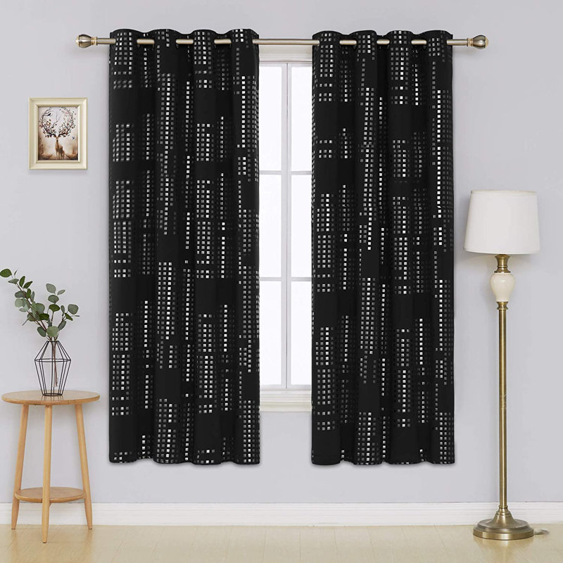 Carmacmoin Room Darkening Curtain Pair, Black, 52" W x 72" L