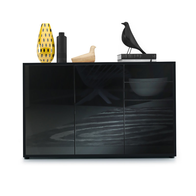 Mcdevitt 117cm Sideboard, Black (Matt)/Black (Glossy)