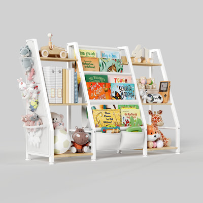 38.4'' W X 29.9"H Kids Bookcase Multi-Tier Metal Book Display with Book Sling Shelf Wood