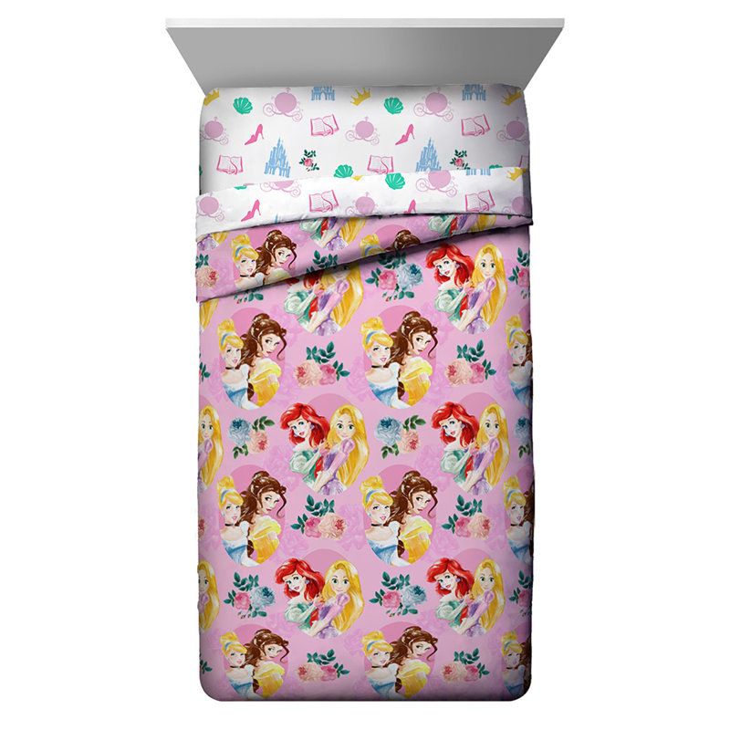 Édredon réversible en microfibre rose Disney Princess, Simple