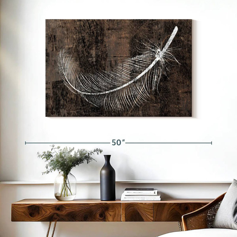 Kerner White Feather Outline, 26" H x 39" W