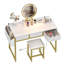Ensemble coiffeuse de table de maquillage avec miroir éclairé et banc-1075016718