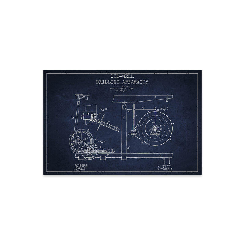 «Oil Apparatus», brevet bleu marine sur plastique / acrylique par Pixel vieilli