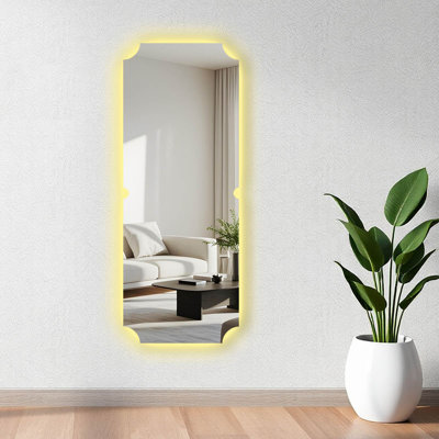 Modern LED Mirror with Lighting, 20.5 x 53.1 inches | 4 mm Thick Glass, Black EVA Backing (0.8 inches) | On/Off Switch, Battery Powered (9V, Battery Not Included) | Stylish and Functional for Home Decor