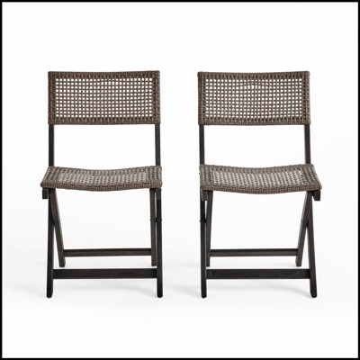 Ensemble de 2 chaises HILLSIDE BISTRO en bois d'acacia durable avec sièges tissés pour un confort et un style extérieurs