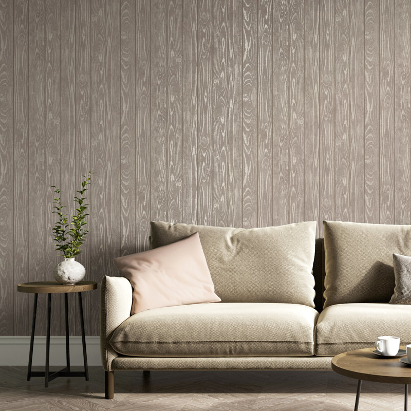 Metallic Wood  Luxury Wallpaper, Beige