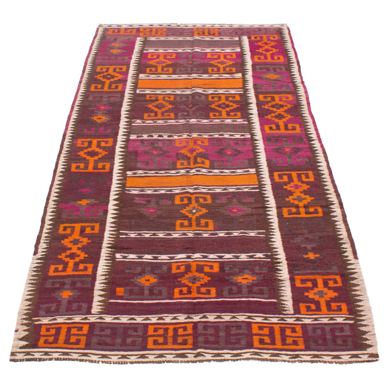 Tapis unique en laine noué à la main de style années 1990 de 4 pi 9 po x 10 pi 2 po bourgogne