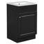 Meuble-lavabo de 50 cm avec lavabo en céramique noire. Meuble de rangement. Étagère de porte et tablette réglable. Revêtement imperméable pour la vasque. Meuble-lavabo noir. Vasque. Surface lisse et résistante aux taches. Silencieux