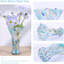 Vase en verre bleu multicolore soufflé à la main, vase à fleur large de 9 pouces