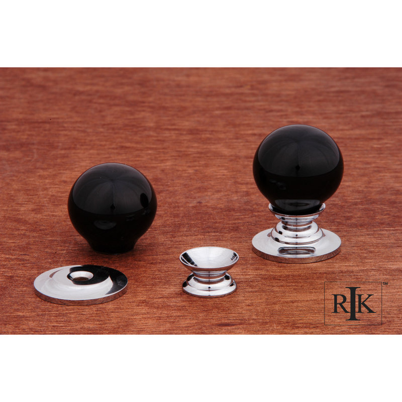 CK Series 1 1/4" Diameter Round Knob, Black / Chrome, 1" H x 1" W x 1.38" D