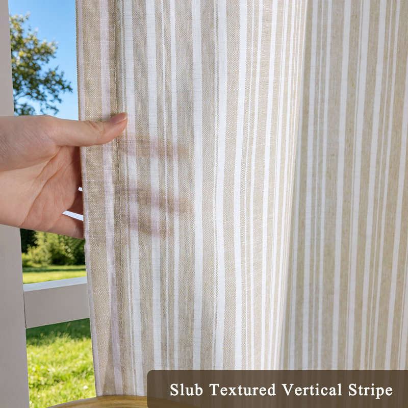 Paire de rideaux transparents avec œillets Slub, Khaki, 50" W x 84" L