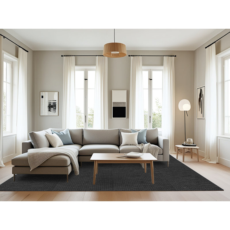 Tapis de zone noire à motifs Claire, Rectangle 8 pi x 12 pi