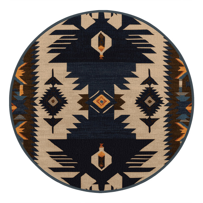 Washable Quail Southwestern Area Rug, Round 3' x 3'