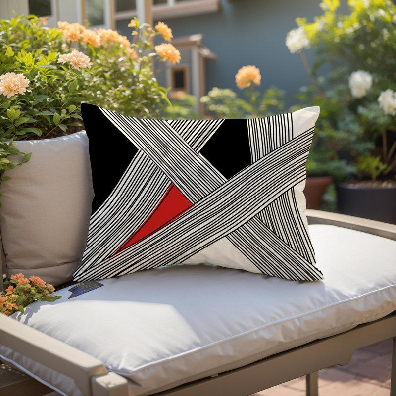 Cassie Abstract Outdoor Reversible Throw Pillow, Red, 14"H x 20"W