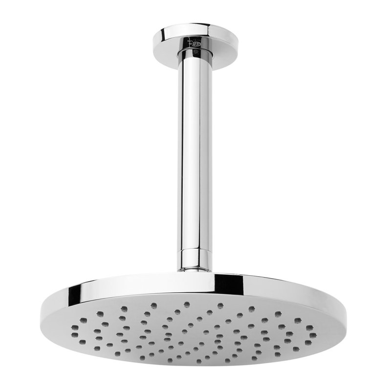 8" Contemporary Low Profile Shower Head with 12" Ceiling Mount Arm, Chrome