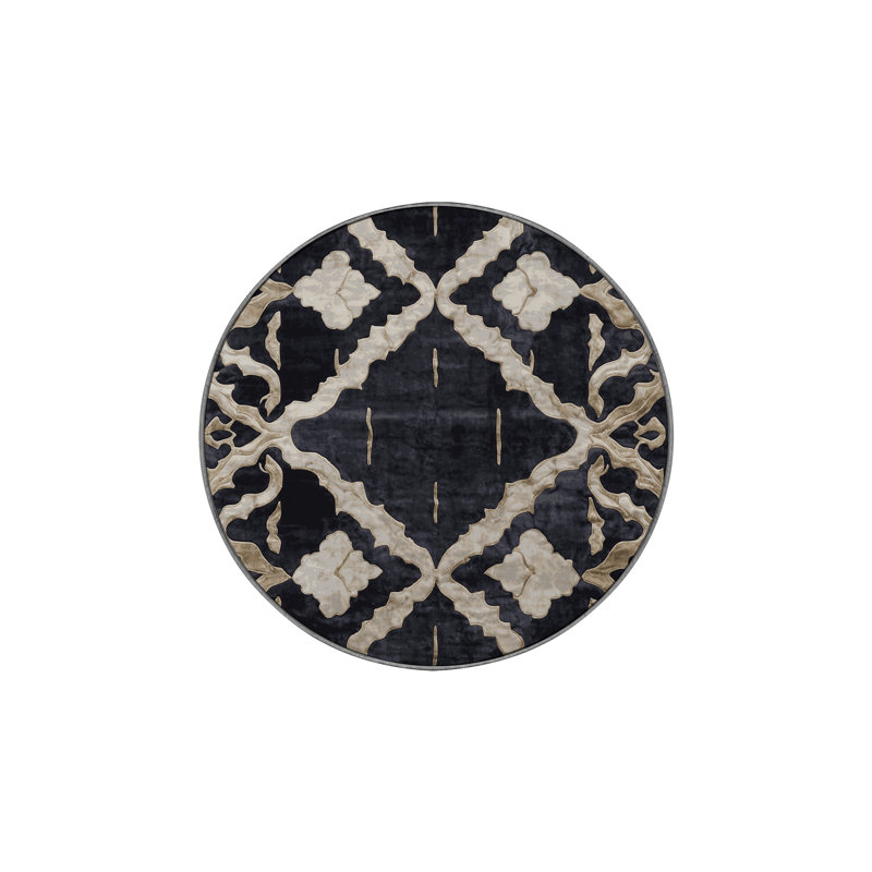 Machine Washable Grey Area Rug, Round 6'