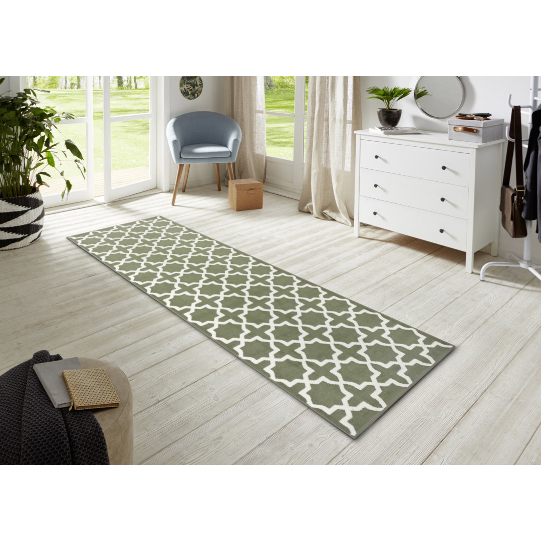 Glam Kurzflor Teppich - Teppich Geometrisches Design für Küche, Flur, Wohnzimmer - Grün