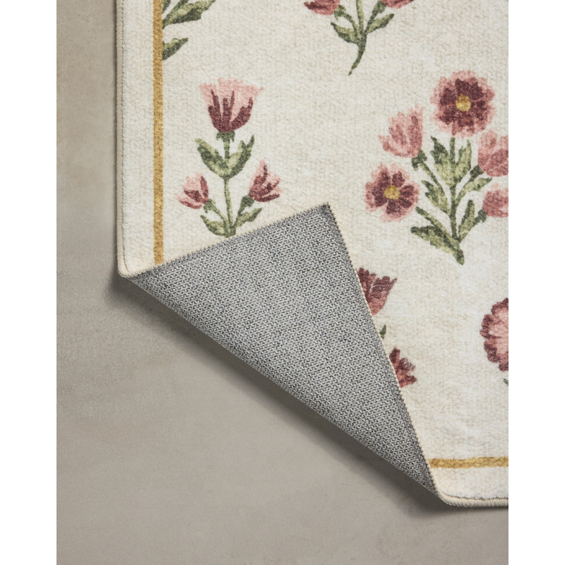 Clove Bath Mat, 1'-9" x 2'-10", Ivoire / rose