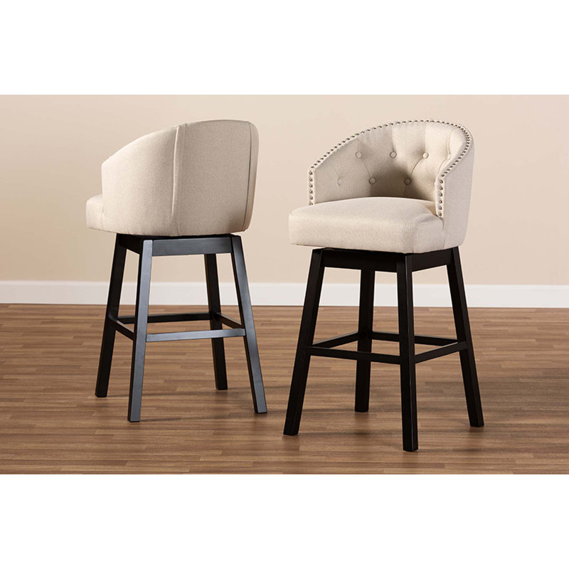 Ensemble de 2 tabourets de bar pivotants Goggans Austin, Beige clair