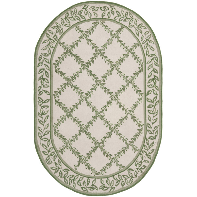 Jonsson Hand Hooked Wool Pile Geometric Rug, Oval 7'6" x 9'6"