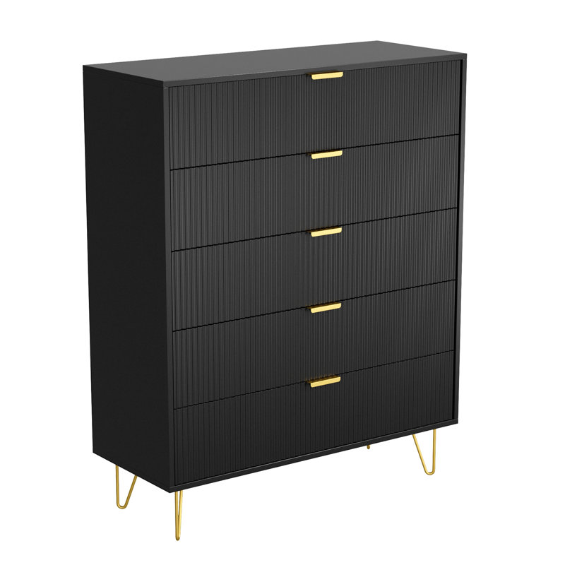 Commode 5 tiroirs Scaggs, Noir, noir, noir, noir