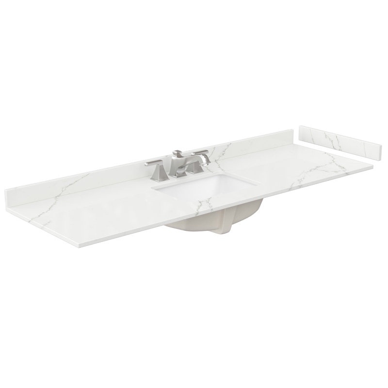 Beckett 66" Freestanding Single Bathroom Vanity with Quartz Top, White, Giotto Quartz, Brushed Nickel