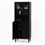 Armoire de rangement haute avec portes vitrées noires en verre trempé, 4 portes, réglable pour chambre à coucher, salon et