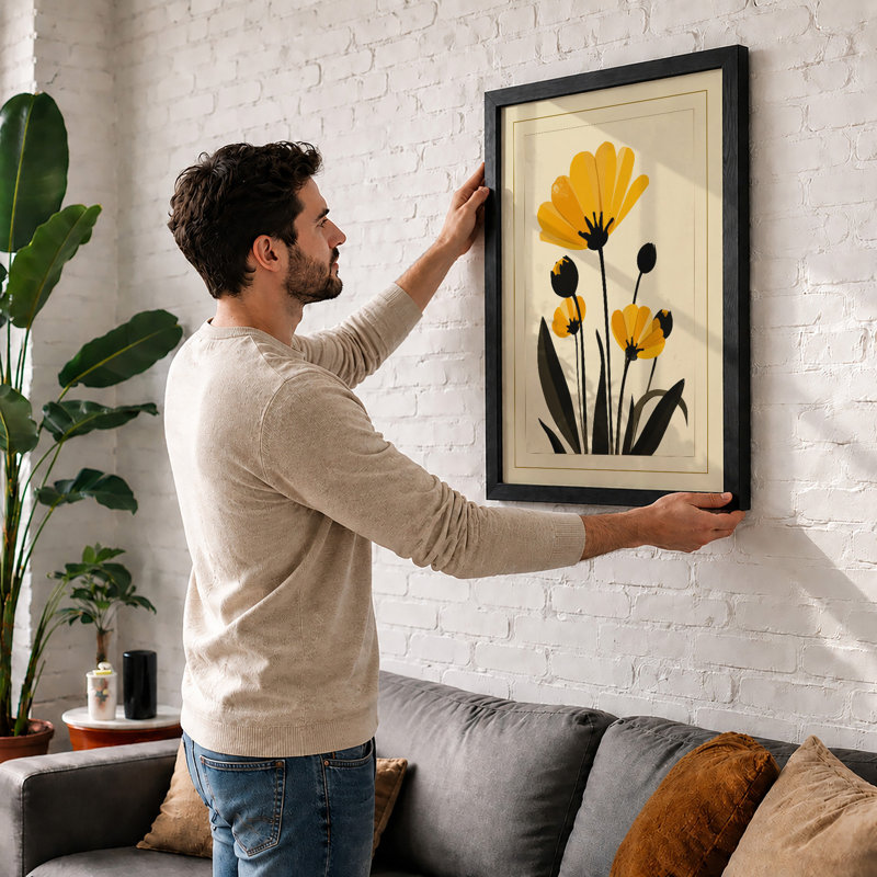 Single Stem In Gold Botanical - Print, Oak, A4 - 29.7 x 21.0 cm